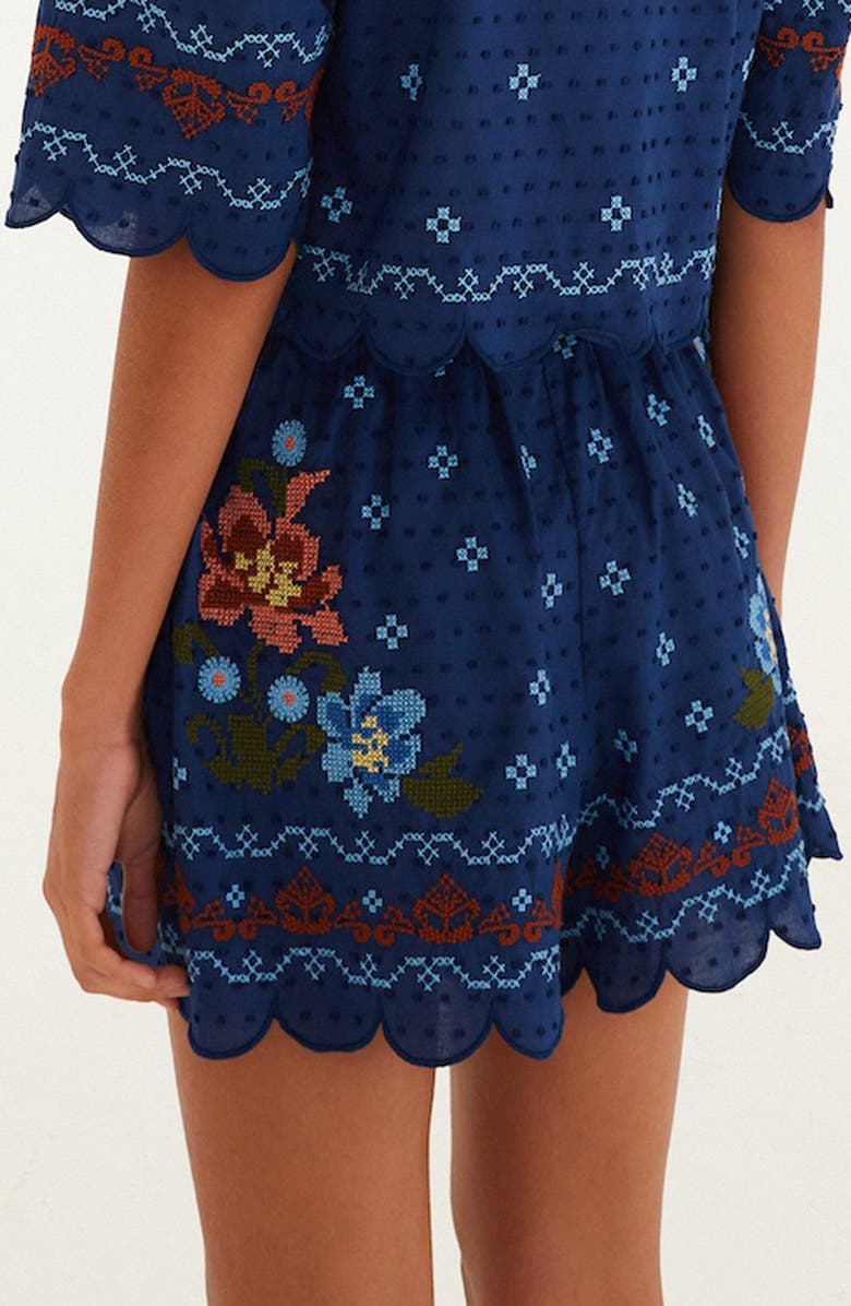 FARM Rio Stitched Garden Cover-Up Shorts, Alternate, color, Dark Blue