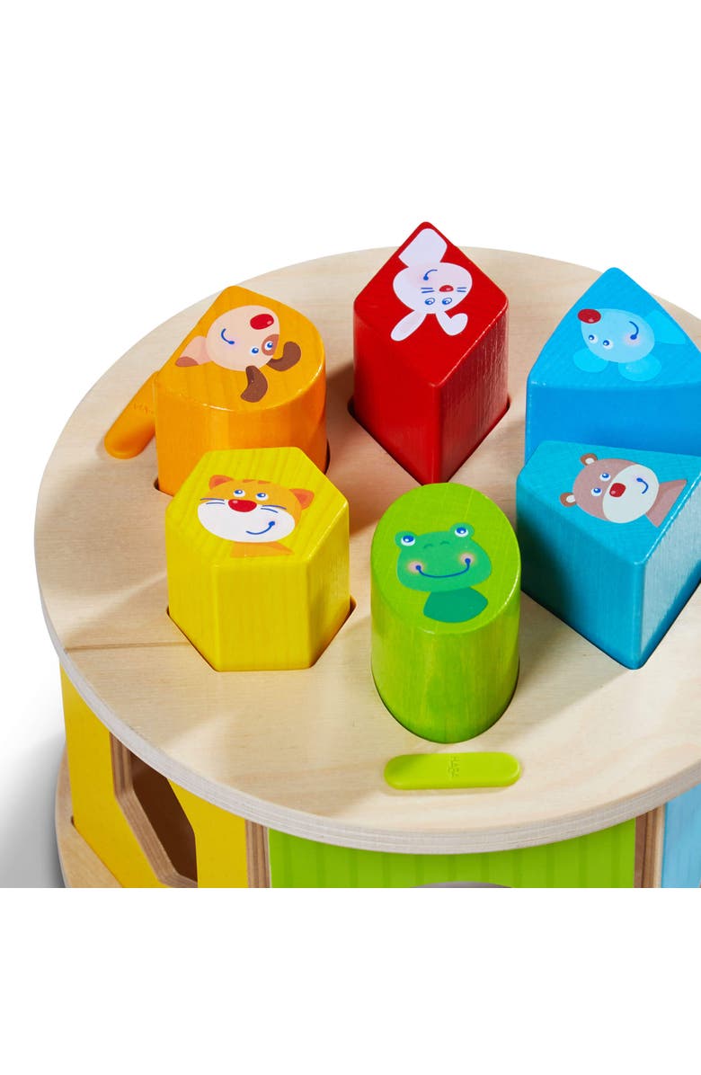 HABA Favorite Animals Wooden Shape Sorting Puzzle Box with 5 Colorful Shapes - Ages 12 Months +, Alternate, color, Multi
