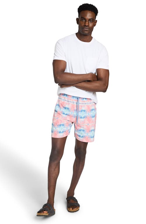 Faherty Shorelite Printed Drawstring 7 Swim Trunks In Water Color Star Nation