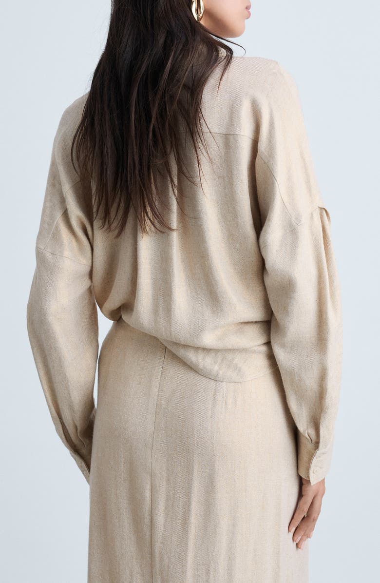 MANGO Drop Shoulder Button-Up Shirt, Alternate, color, 