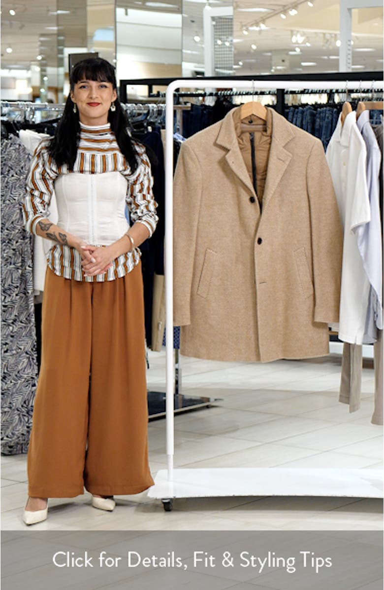 Drake Wool & Cashmere Herringbone Overcoat with Removable Quilted Bib, sales video thumbnail