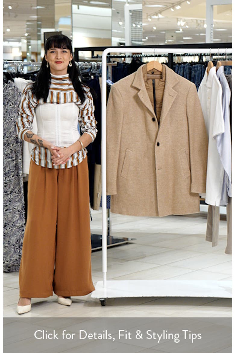 Drake Wool & Cashmere Herringbone Overcoat with Removable Quilted Bib video