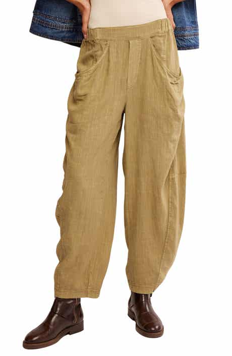 Free People High Road Pull-On Linen Blend Barrel Pants