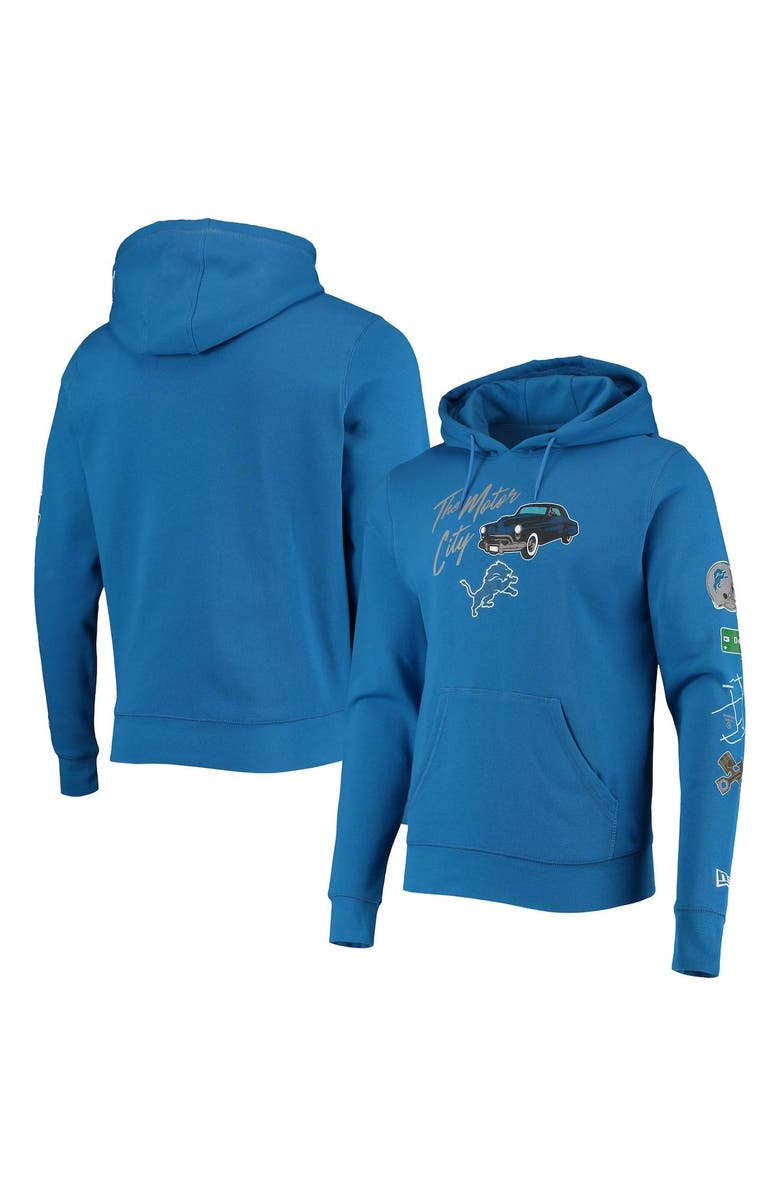 New Era Men's New Era Blue Detroit Lions Local City Transit Pullover Hoodie, Main, color,