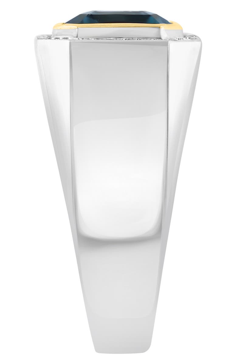 EFFY Men's Sterling Silver Diamond Halo London Blue Topaz Ring - 0.18 ctw. - Size 10, Alternate, color,