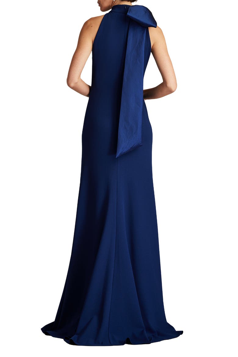 Bow Neck Gown, Alternate, color, NAVY