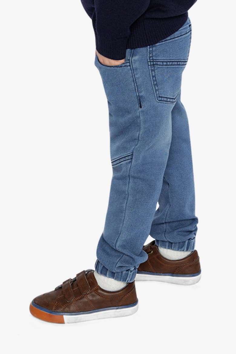 Elastic Cuffs Relaxed French Terry Denim Jogger Pants, Alternate, color, Light Blue Denim