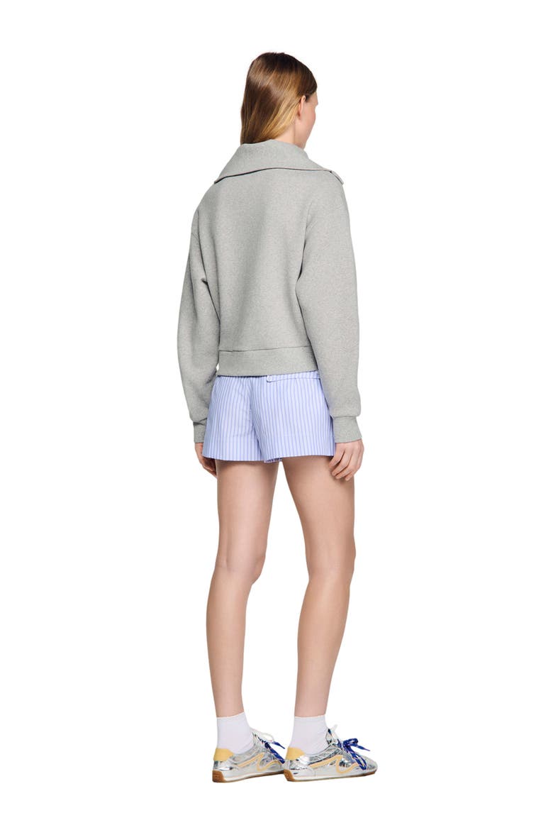 Embroidered split neck sweatshirt, Alternate, color, Grey
