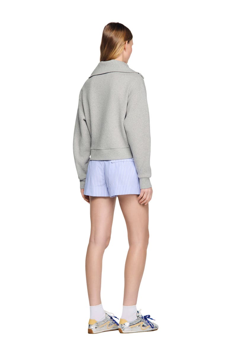 SANDRO Embroidered split neck sweatshirt, Alternate, color, Grey