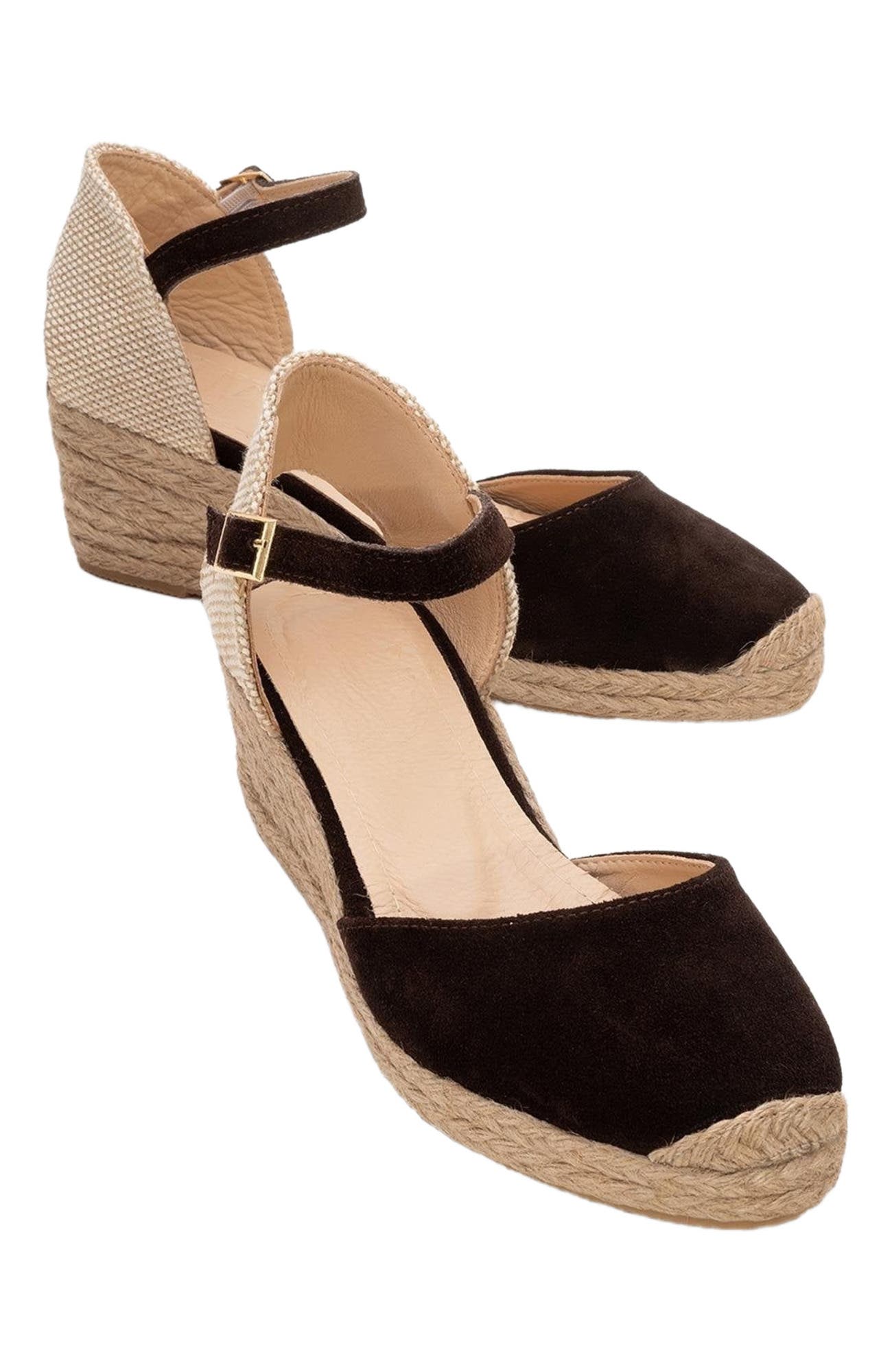 Aldea Leather Platform Espadrille, Alternate, color, Cognac Brown Suede Leather