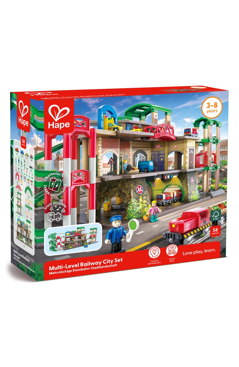 Hape Multi-Level Railway City Playset, Alternate, color,