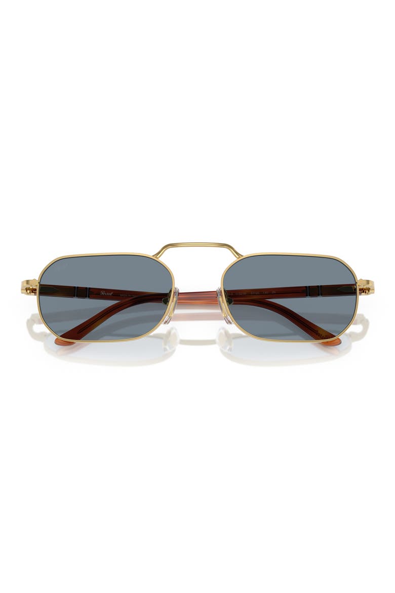 57mm Polarized Rectangular Sunglasses, Alternate, color, GOLD/ BROWN/ LIGHT BLUE