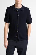 Vince Crochet Cotton Short Sleeve Button-Up Shirt