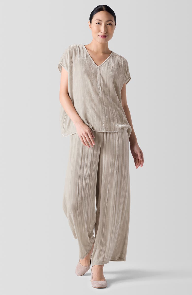 Eileen Fisher Crushed Velvet Top, Alternate, color, Almond