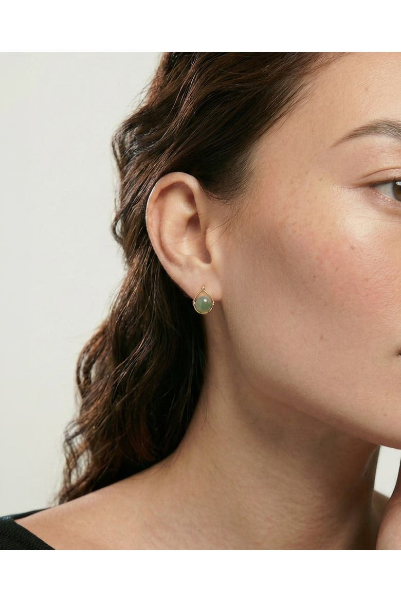 Sydney Green Jade Bead Stud Earrings, Alternate, color, Light green