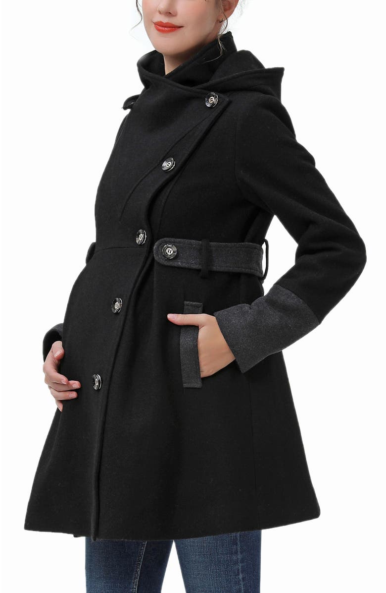 Kimi & Kai Harper Maternity Wool Coat, Alternate, color, Black