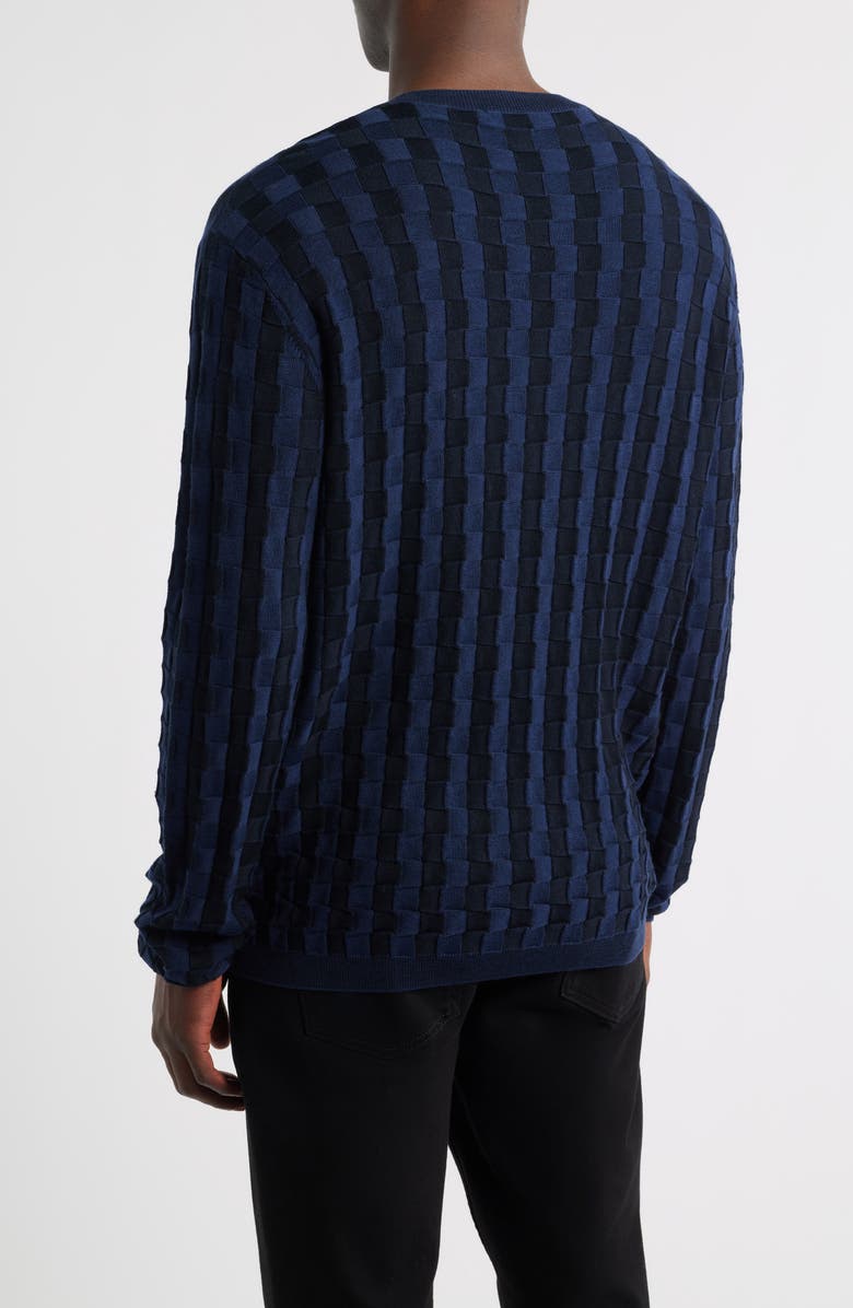 Emporio Armani Lattice Texture Crewneck Sweater, Alternate, color, Navy