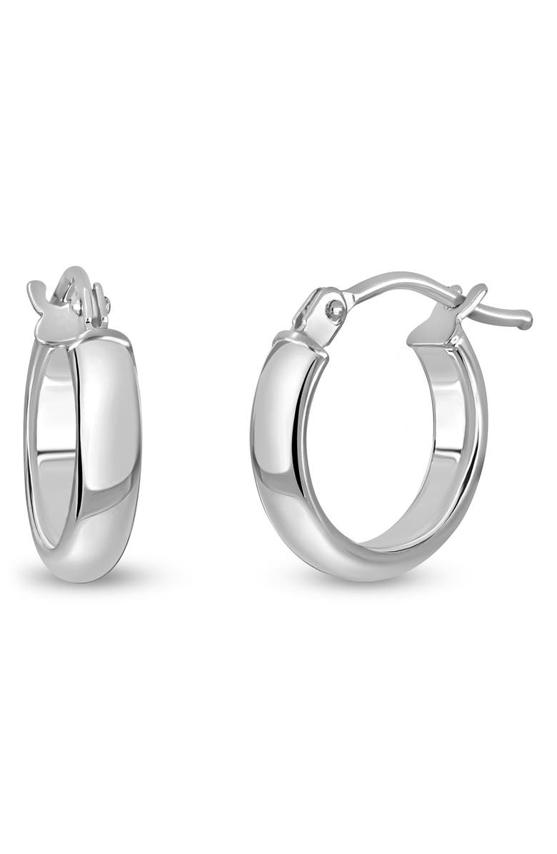 Bony Levy 14K Gold Beveled Edge Huggie Hoop Earrings, Main, color, 14Kw