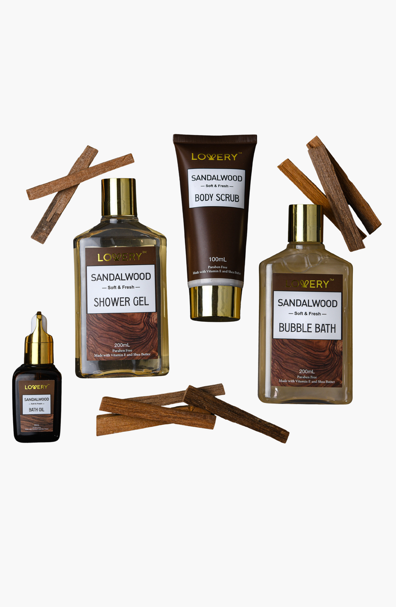 Lovery Luxury Spa Kit - Sandalwood Bath Set - Personal Care Kit, Alternate, color, Brown Leather Bag