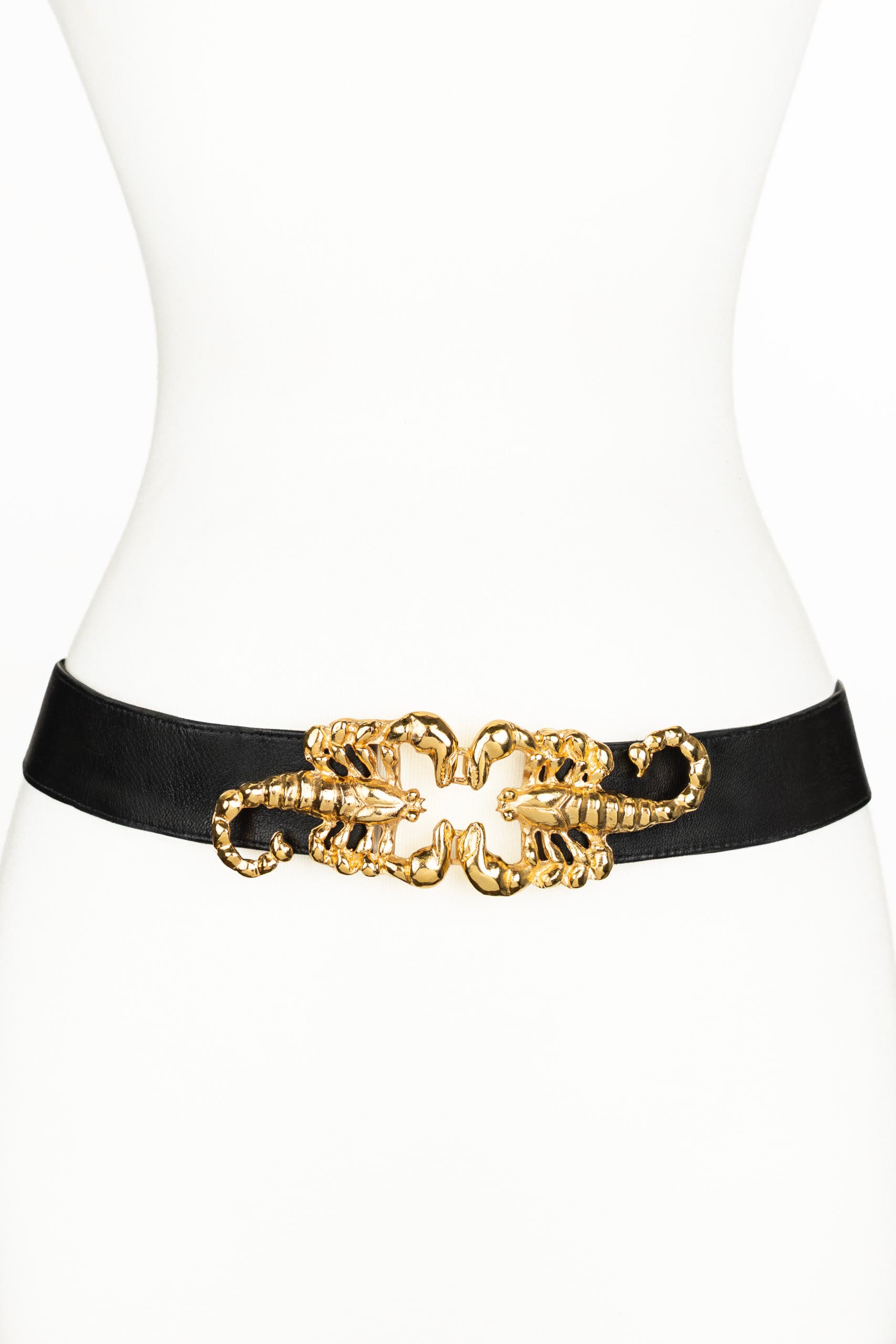 Raina Belts Scorpion Buckle Leather Belt In Black