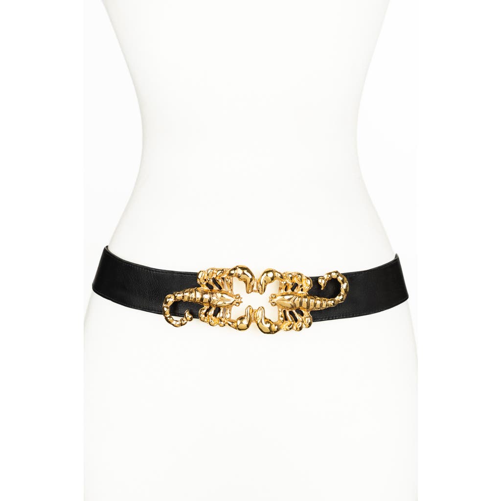 Raina Belts Scorpion Buckle Leather Belt In Black