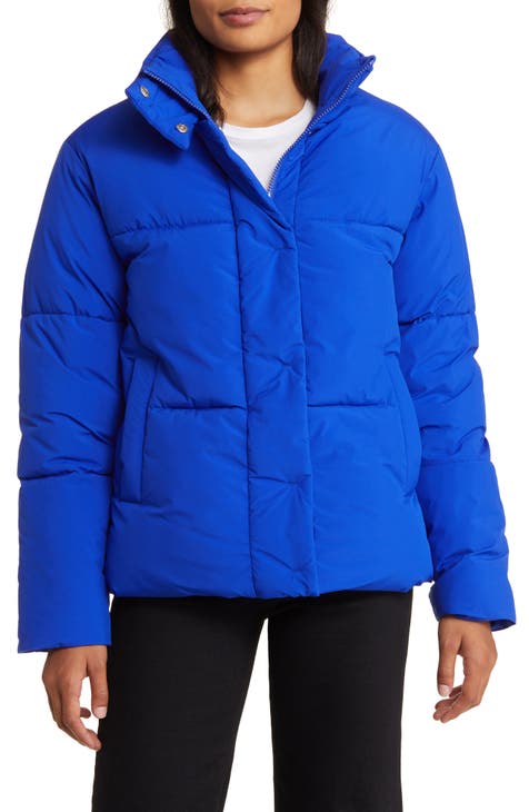 Bright blue puffer jacket online