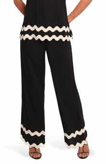 Taliah Rickrack Trim Wide Leg Pants
