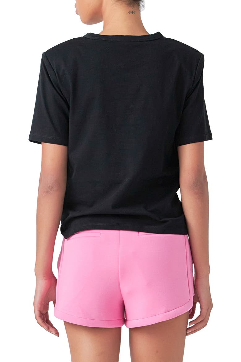 Power Shoulder Cotton T-Shirt, Alternate, color, BLACK