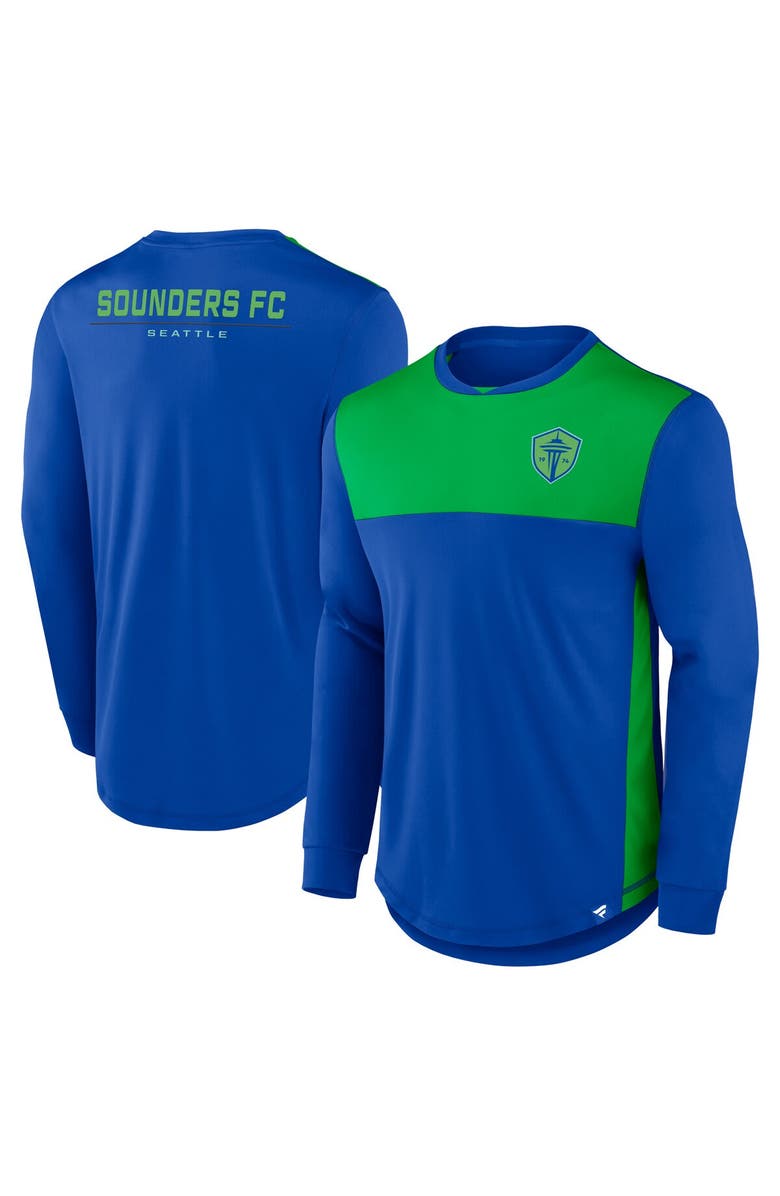 FANATICS Men's Fanatics Branded Blue Seattle Sounders FC Mid Goal Long Sleeve T-Shirt, Main, color, 