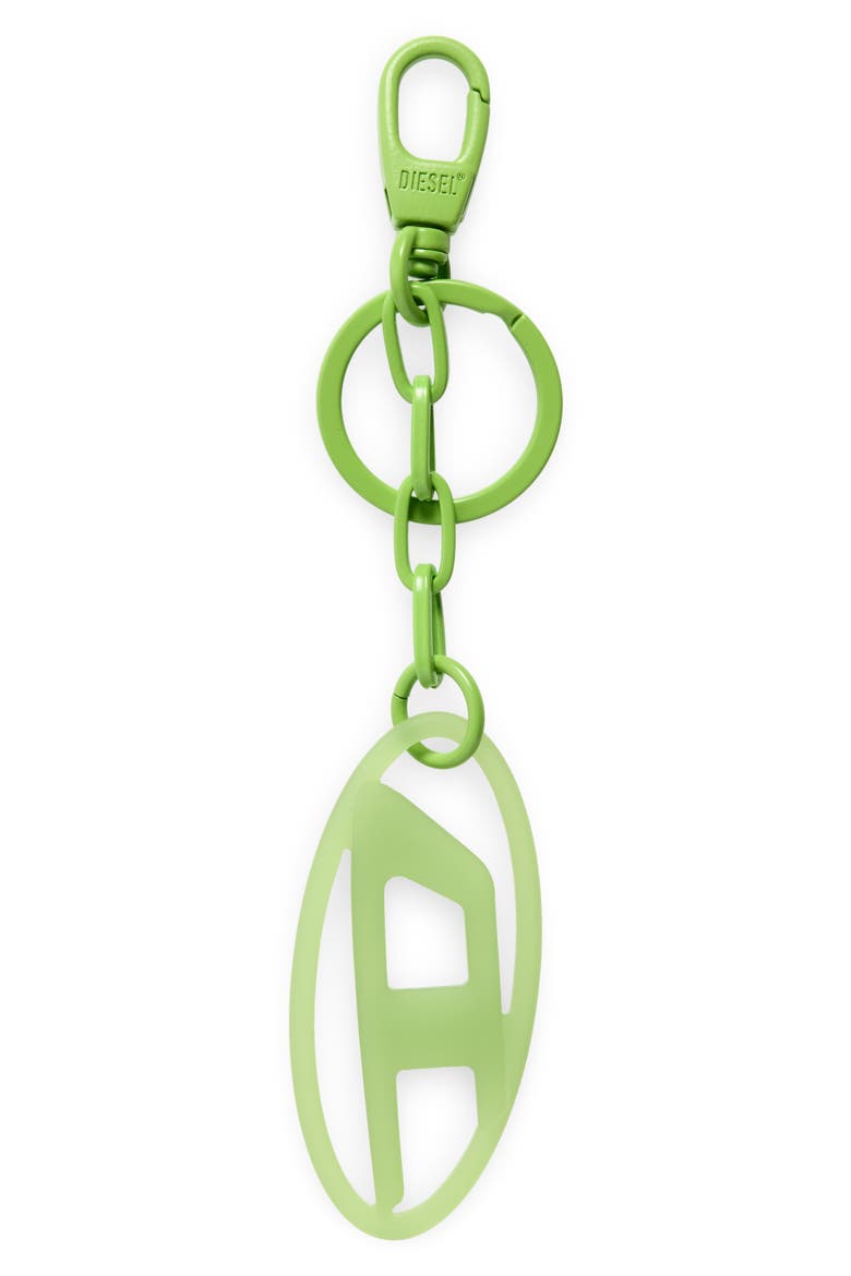 Oval D Key Ring Bag Charm, Main, color, GREEN