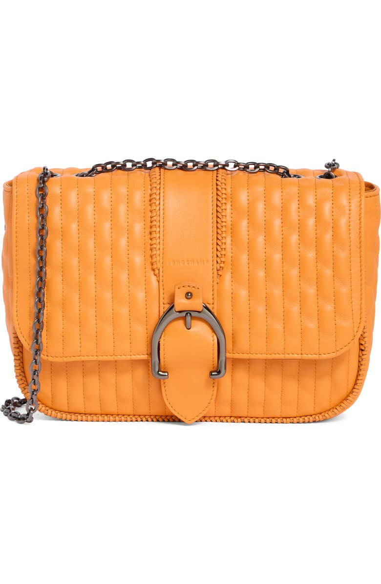 Longchamp Amazone Medium Quilted Leather Crossbody Bag, Main, color, Orange