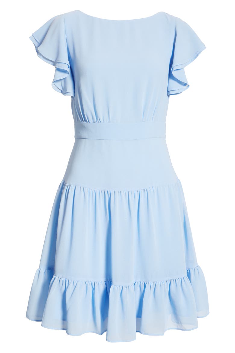 Flutter Sleeve Tiered Ruffle Dress, Alternate, color, PERIWINKLE
