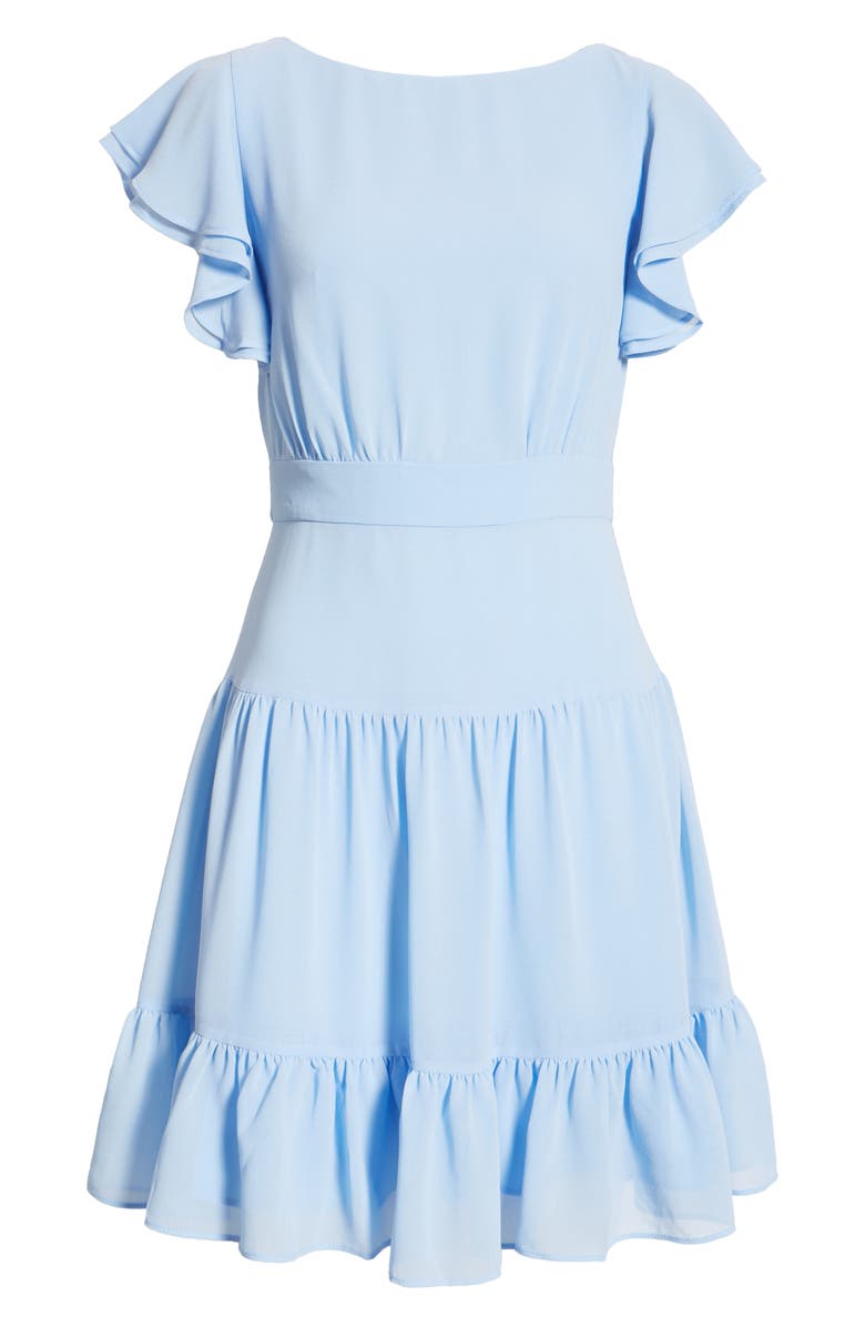 Eliza J Flutter Sleeve Tiered Ruffle Dress, Alternate, color, 