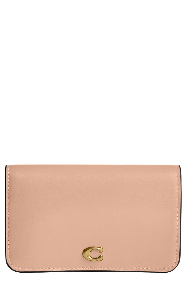 COACH Essential Slim Bifold Leather Card Case, Main, color, Pink Cream