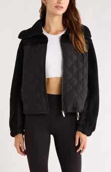 Zella Faux Shearling & Quilted Nylon Hybrid Jacket
