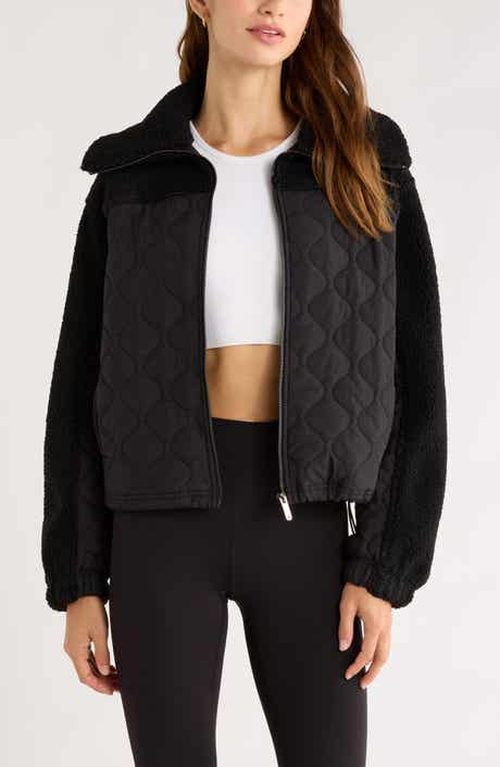 Zella Faux Shearling & Quilted Nylon Hybrid Jacket