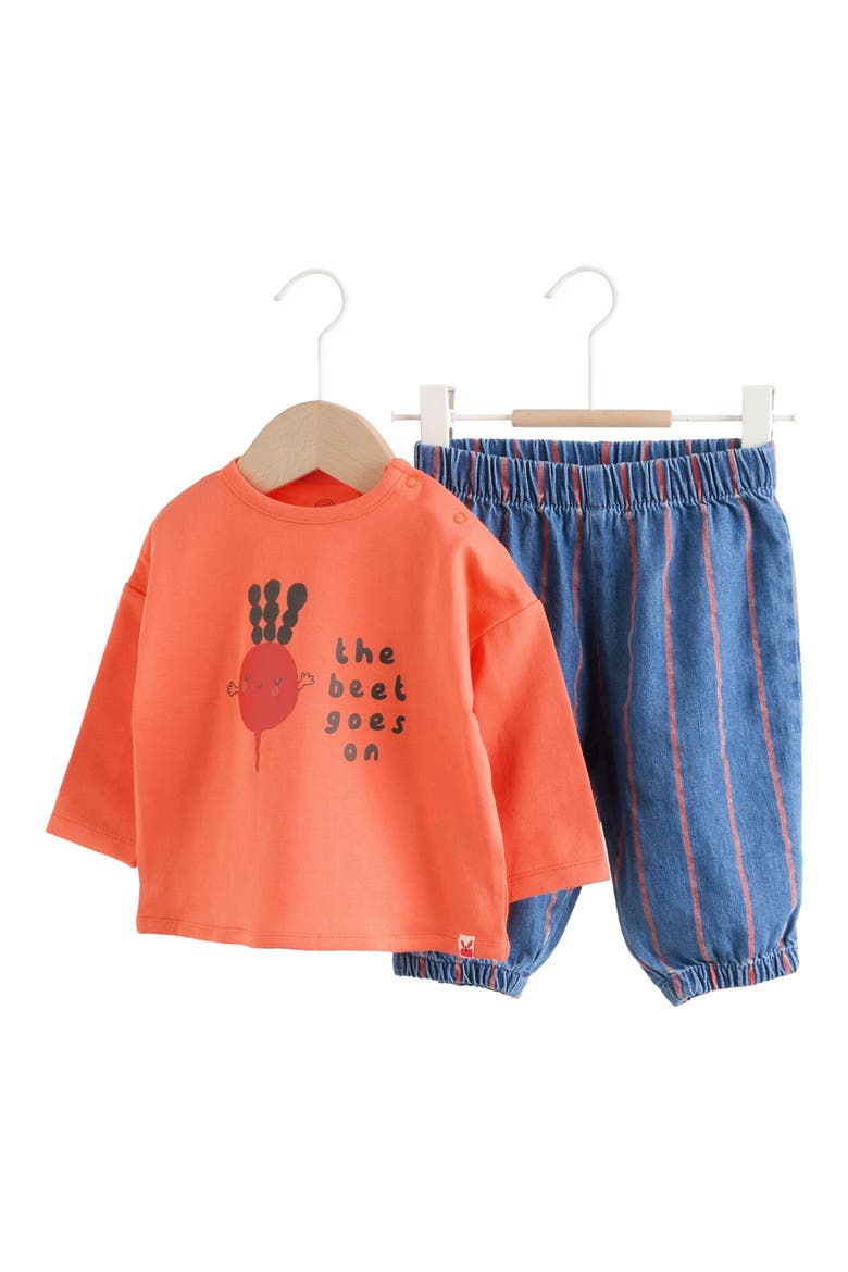 Beet Goes On Long Sleeve T-Shirt & Pants Set, Main, color, RED