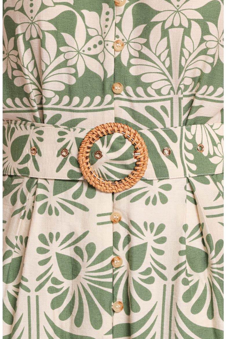 Preston Print Button-Up Midi Dress, Alternate, color, GREEN FLORAL