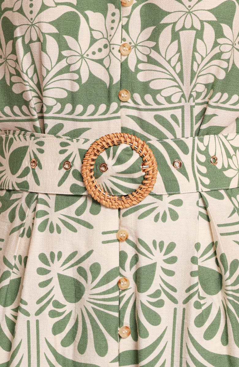 Petal & Pup Preston Print Button-Up Midi Dress, Alternate, color, Green Floral