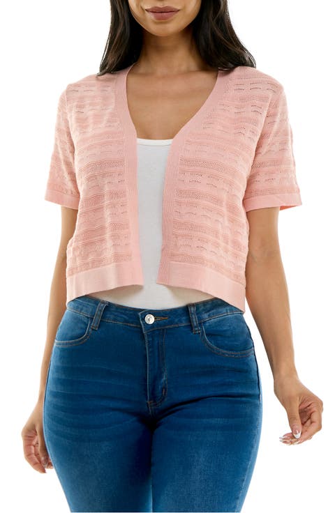 Pointelle Stitch Short Sleeve Bolero