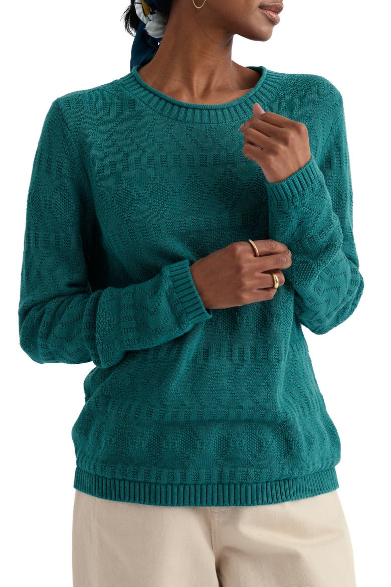 Kinter Organic Cotton Crewneck Sweater, Main, color, KNIT MELANGE DEEP DIVE