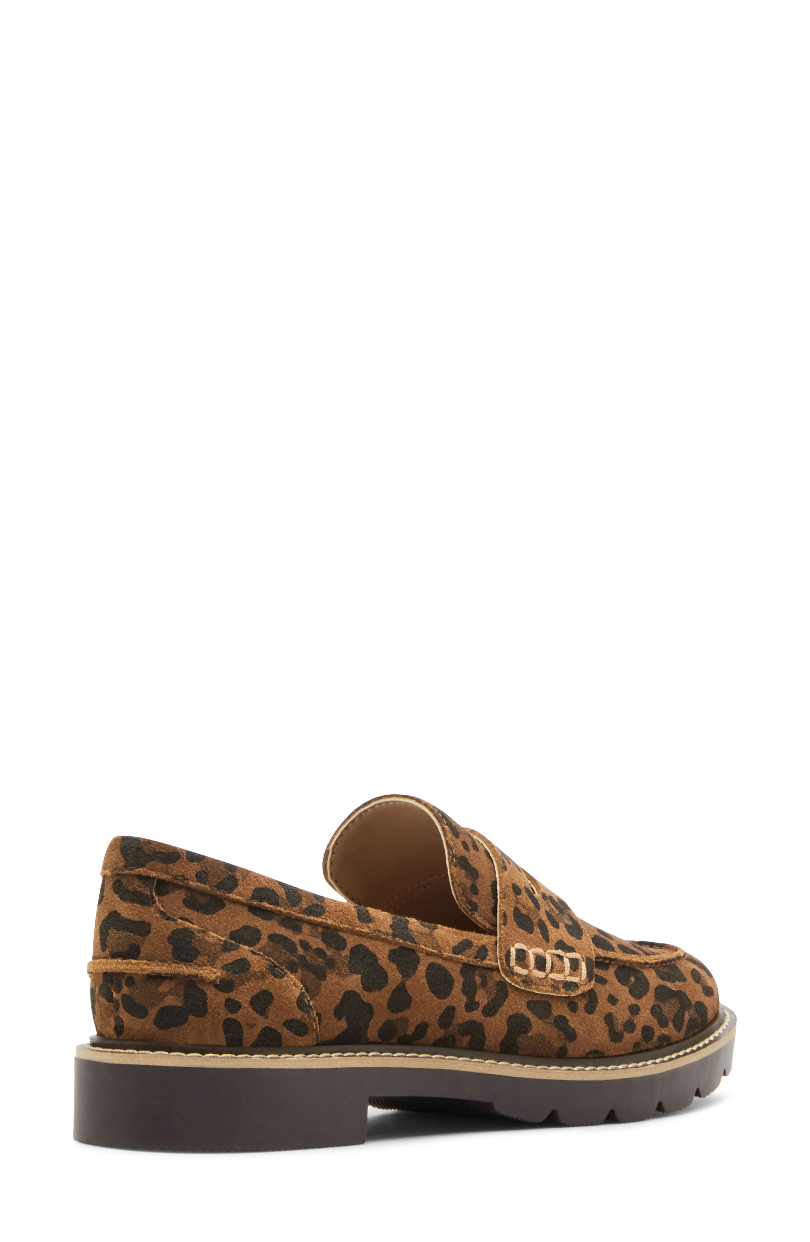 Waterproof Penny Loafer, Alternate, color, LEOPARD SUEDE