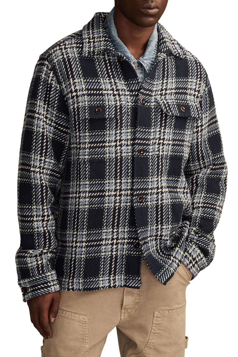 Plaid Twill Shirt Jacket, Main, color, NAVY MULTI