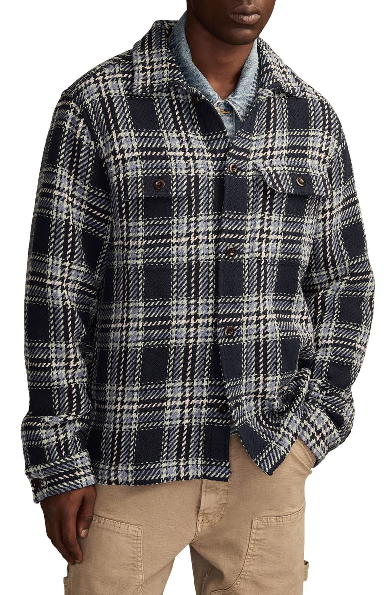 Lucky Brand Plaid Twill Shirt Jacket, Main, color, Navy Multi