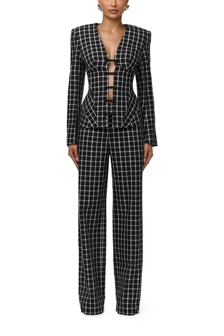Plaid Wide Leg Pants, Alternate, color, BLACK