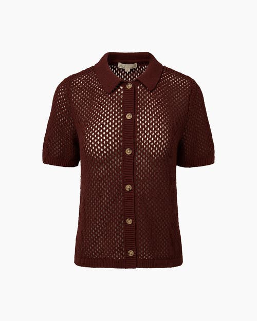 Onia Crochet Knit Button Up Shirt In Rum