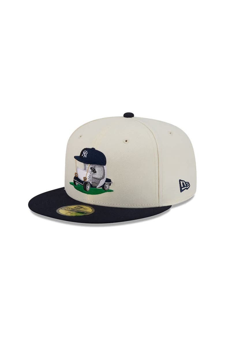 Men's New Era  Cream/Navy New York Yankees Bullpen Cart 59FIFTY Fitted Hat, Alternate, color, Cream