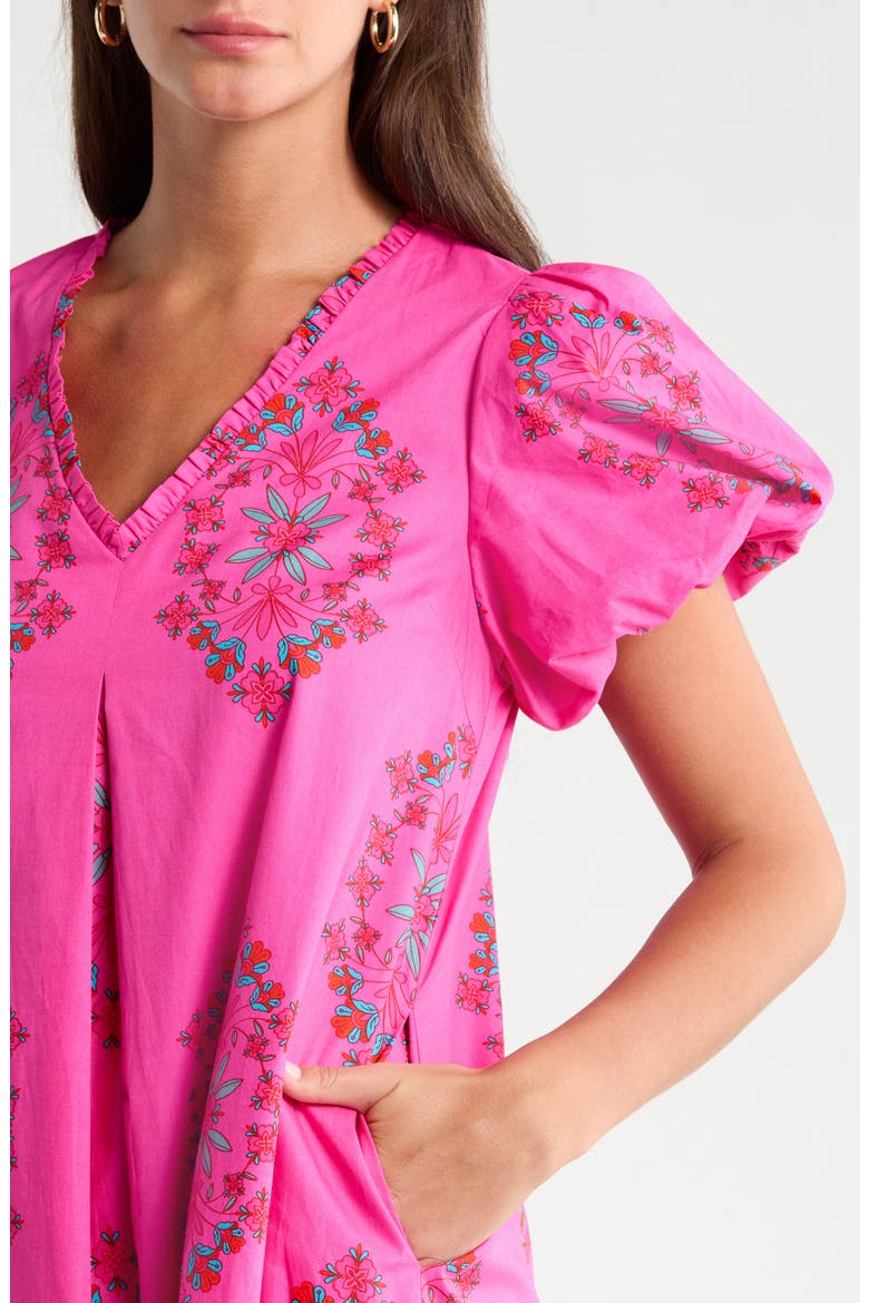 Mikey Placed Print Cotton Dress, Alternate, color, PINK-RED-MULTI