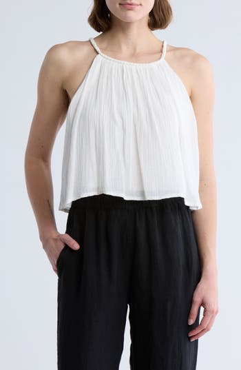 Elan Rope Strap Cotton Cover-up Tank In White