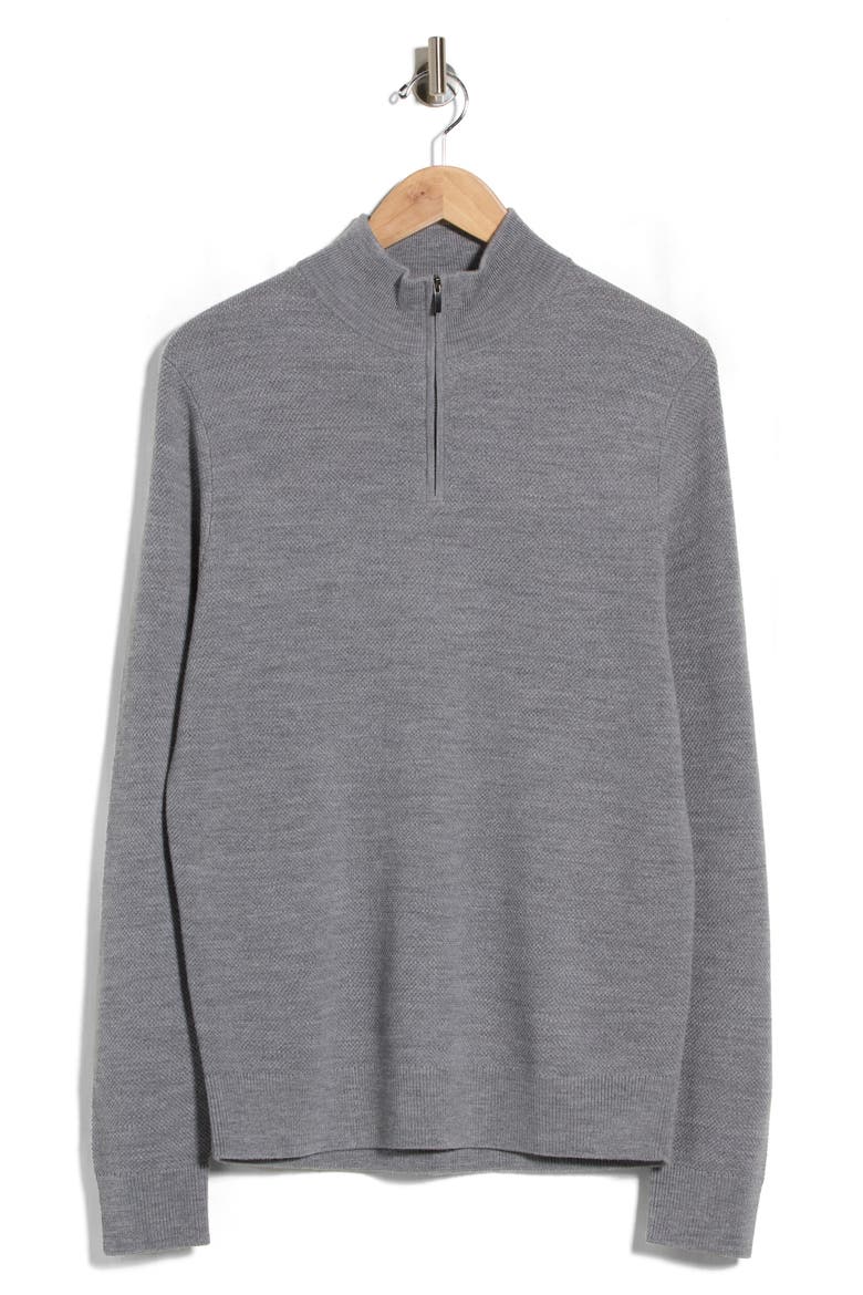 Merino Wool Quarter Zip Pullover, Alternate, color, GREY MONUMENT HEATHER